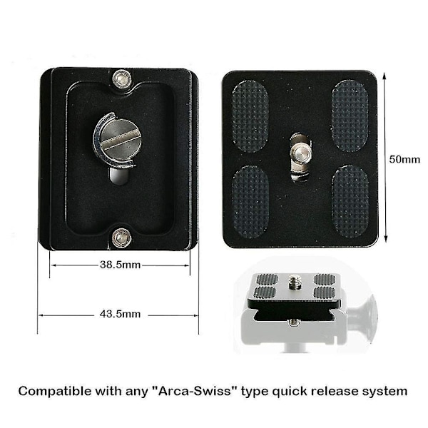 50mm Snabbkopplingsplatta Passar Arca-swiss Standard För Kamerastativ Kulled (2-pack)