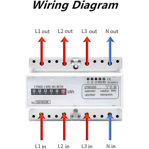 Digital Tre-Faset El-Måler, 20-80A Strømforbrug, 220/380V kWh Måler