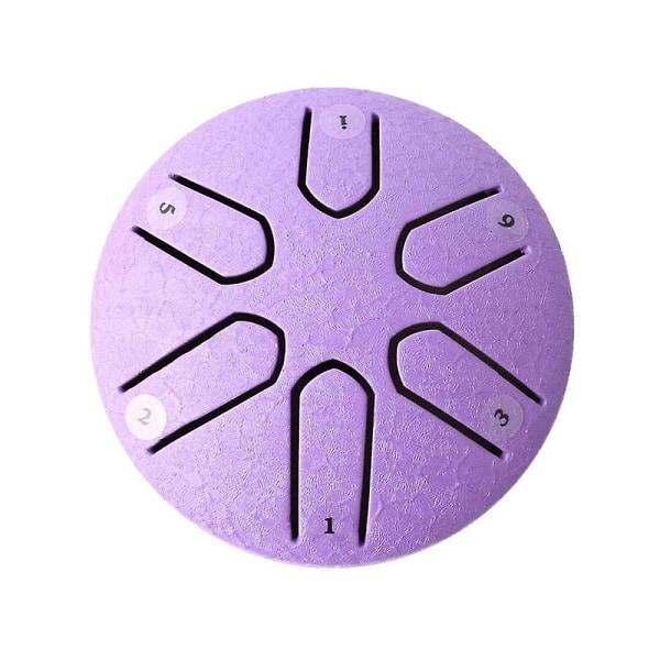 3 Inch 6-tone Steel Tongue Drum Mini With Drumsticks Percussion Musical Instruments Drum Purple