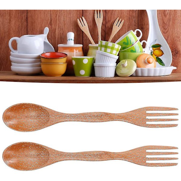2 i 1 gaffel og ske combo ultra letvægts camping bestik køkkenredskaber genanvendelige træ spork til rygsækrejse vandreture udendørs