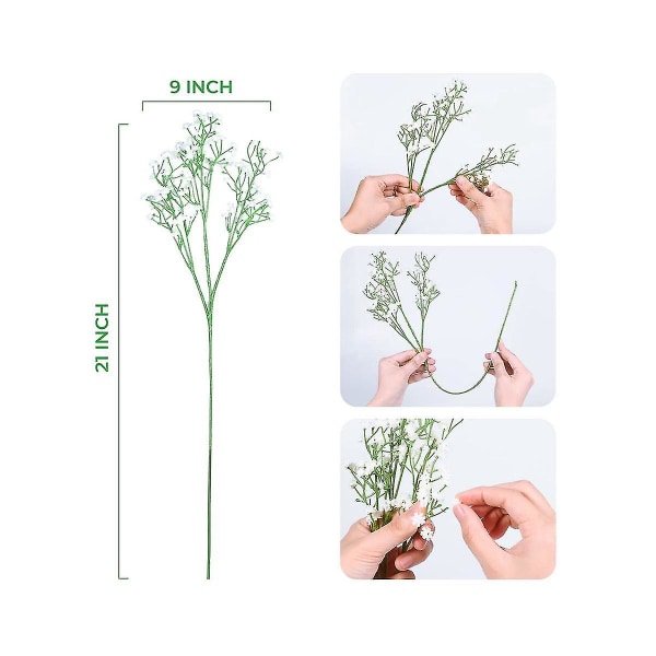 12 stk. Baby Breath Gypsophila Kunstige Planter Bryllupsfest Dekorasjon Ekte Touch Blomster Diy Hjem