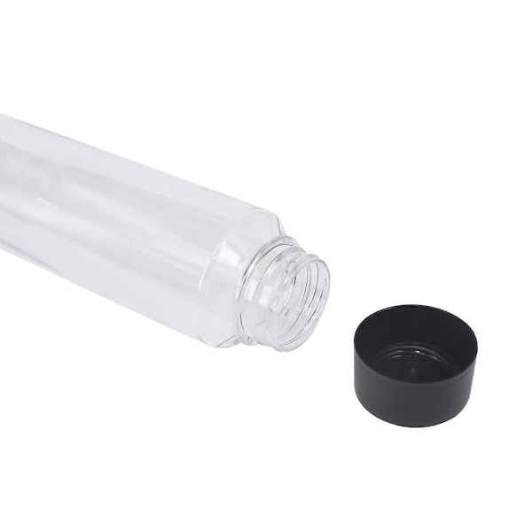 Pakke med 12 stk. 13,6 oz (400 ml) klare PET-plastflasker for juice med svart lokk