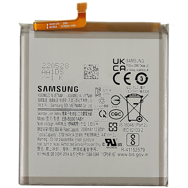 Batteri til Samsung Galaxy S22 5G 4.47V 3590mAh Li-ion Polymer Batteri Samling Del (Kode: EB-BS901ABY)