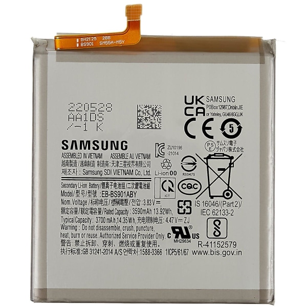 For Samsung Galaxy S22 5G 4,47V 3590mAh Li-ion-polymerbatterimonteringsdel (kode: EB-BS901ABY)