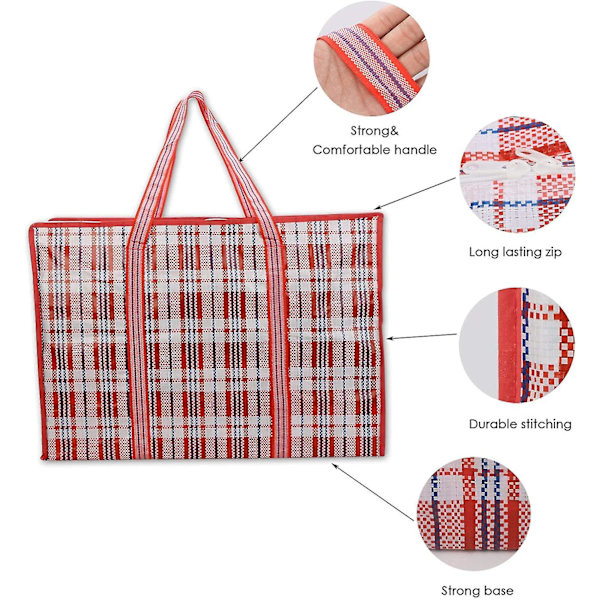 2-pakning oppbevaringspose, klesoppbevaringspose med glidelåslukking for vask, flytting, shopping (rød, 68cm*50cm*24cm)