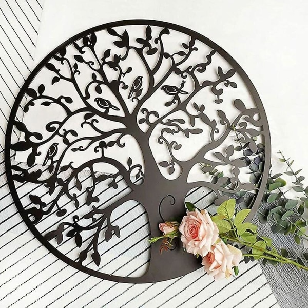Metal Vægdekoration Tree Of Life Metal Vægdekor Metal Vægdekor Boligindretning, Vægbeklædninger 30*30cm Sort, sort