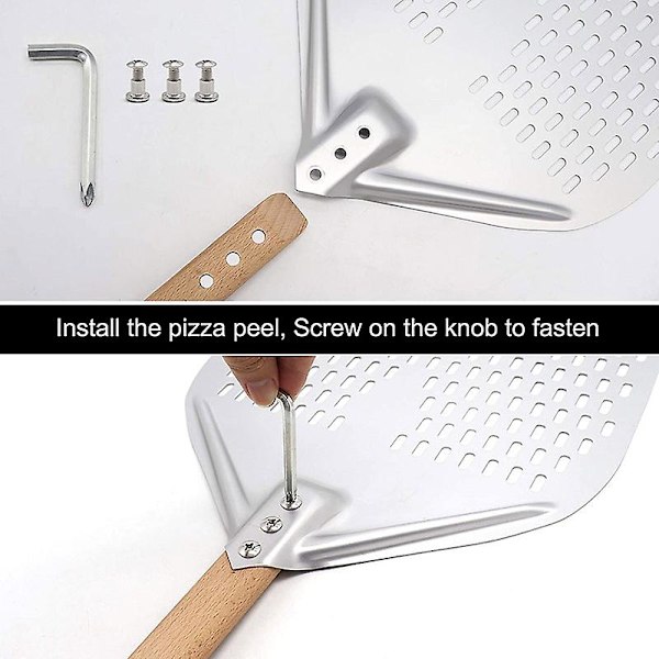 Perforerad Pizzapelle, Professionell Anodiserad Aluminium Pizzapelle, Rektangulär Pizzavändare