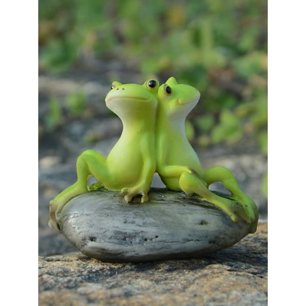Miniatyr Fairy Garden Frog Figurine - Mini Back to Back Frog Statue