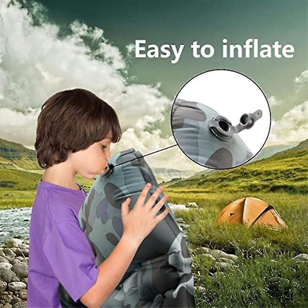 Soveromspute for camping, ultralett sovepute med innebygd pute, oppblåsbar campingmadrass for backpacking( Farge : Camou