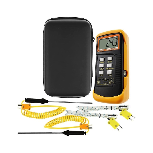 Digital K-type Termometer med Termoelement (-50-1300c) med Dobbel Kanal 4 Sonden Håndholdt Høy Temperatur