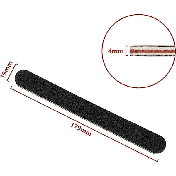 10 stk Professionelle Dobbeltsidede 100/180 Korn Neglefiler Emery Board Sort Manicure Pedicure Værktøj og Neglepoleringsfiler