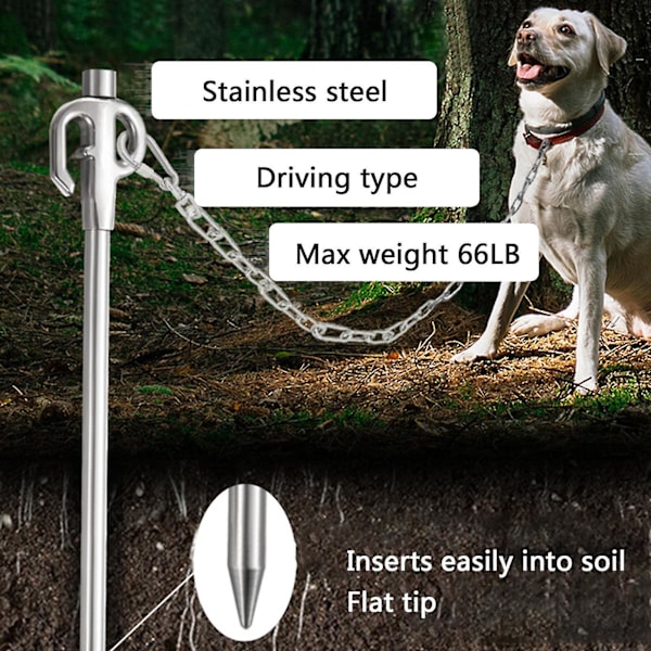 Ny Hundepæl for Hage 360 Svingbar Rustfritt Stål Heavy Duty Hundepæl Heavy-duty Rustbestandig Jordsanker