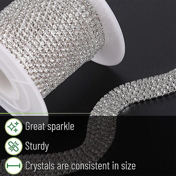 1 Rulle 10 Yards Rhinestonekedja 1,5mm