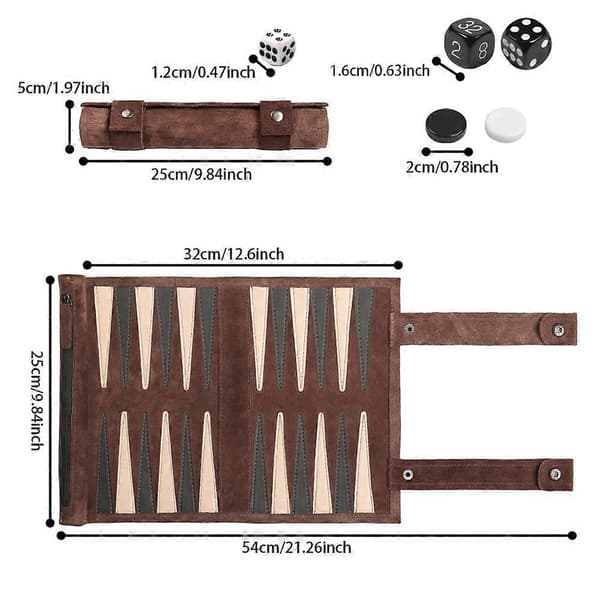 Backgammon brætspil bærbare backgammon-sæt til voksne rejsespil voksen rulledesign børns puslespilbræt A