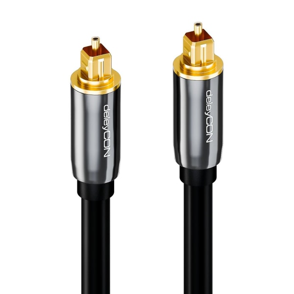 0,5 m (1,65 fod) Optisk Digital Lydkabel S/pdif 2x Toslink Stik Fibre Optisk Kabel Metal Stik 5 mm Fleksibel - Sort