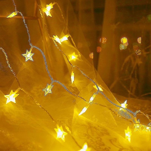 Wabjtam Star 100 Led Star String Lights, plugg inn Fairy String Lights Vanntett, Utvidbar