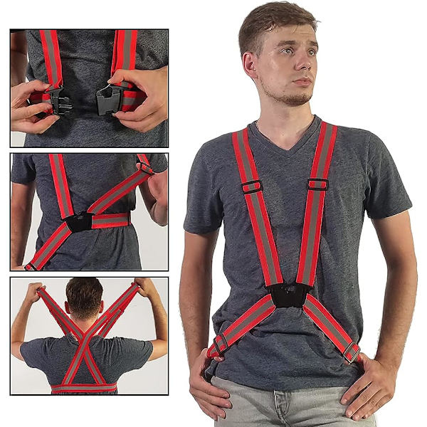 Reflekterende vest 2-pak med justerbare stropper med høj synlighed til løb, jogging, cykling, vandreture, flerfarvet