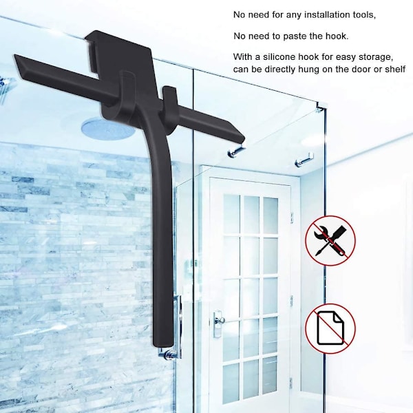 Dusj-skrape, Silikon Baderomsskrape For Glass Wiper, Vindusvasker Med Hengende Krok For Bad