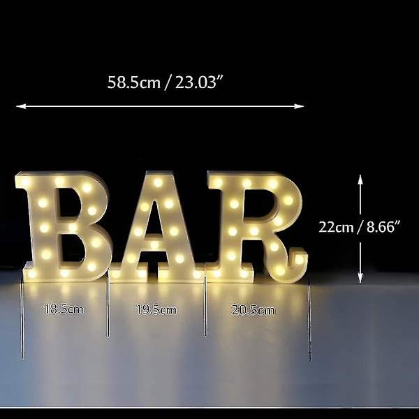 Alphabet Bar LED Lysbogstaver Dekorativ Lampe Lys LED Alphabet Hvid Solide Bogstaver