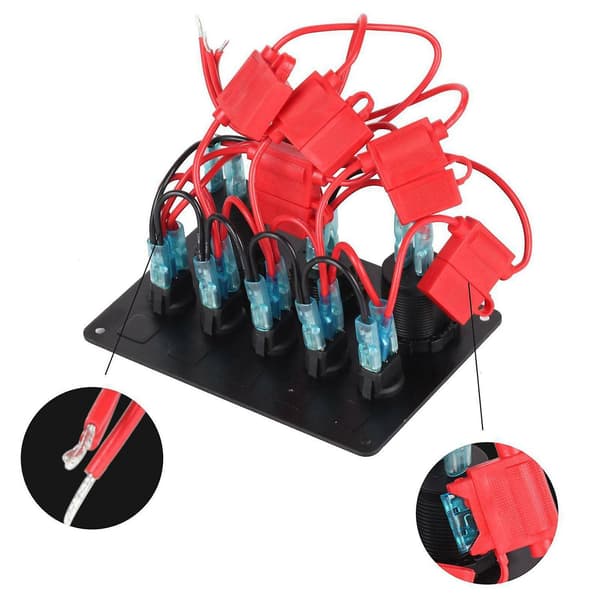 5 12V/24V Inline-sikringboks LED-kontaktspanel Dobbelt USB Bil Båd Lastbil