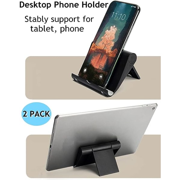 Mobiltelefonställ för skrivbord 2-pack Mobiltelefonhållare Bordsstativ för skrivbord, hopfällbar telefondocka Universal justerbart tablettställ för skrivbord Kompatibel