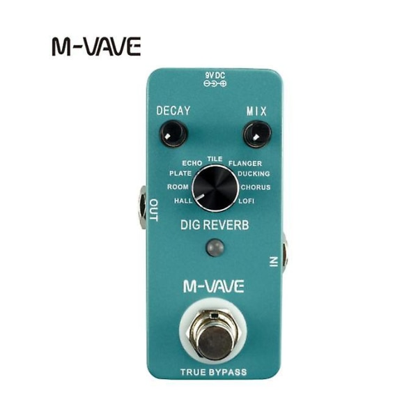 Digital Reverb Gitarreffekt Pedal 9 Reverb Typer True Bypass Full Metal Shell