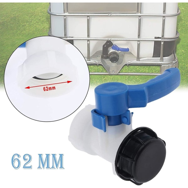 Universaali IBC-sovitin IBC-vesisäiliölle, IBC-säiliölle, 62 mm IBC-hana, DN40 läppäventtiili