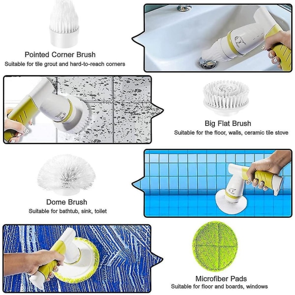 Håndholdt badekarbørste Kjøkken Vask Rengjøringsverktøy Toalett Badekar Rengjøring Elektrisk Skrubber Gr