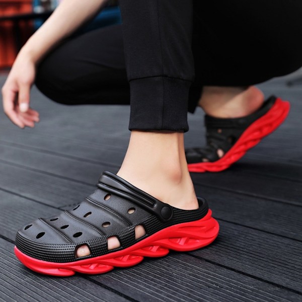 Sommer Mænds Letvægts Strand Tøfler Skridsikre Mode Casual Sko Nye Sandaler Negro Rojo 42