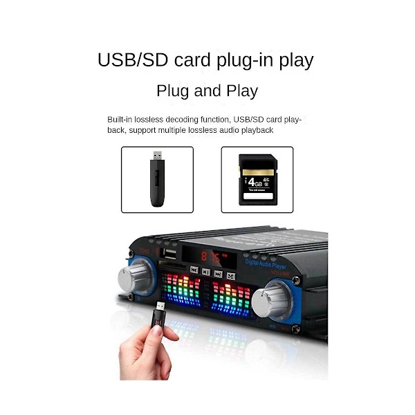 4-kanals 60W Høy Effekt Bil Bluetooth Lydforsterker Hifi Stereo Mini Lydmottaker For Bil Lydmodifisering Hjem