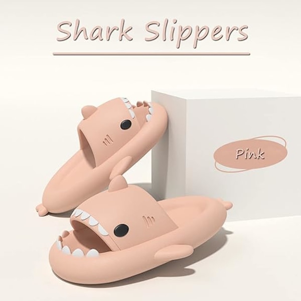 Tegneserie Haj Flip Flops, Skridsikre Tykke-Sålede Strand Flip Flops, Hurtigtørrende Sjove Pool Sandaler pink 44/45