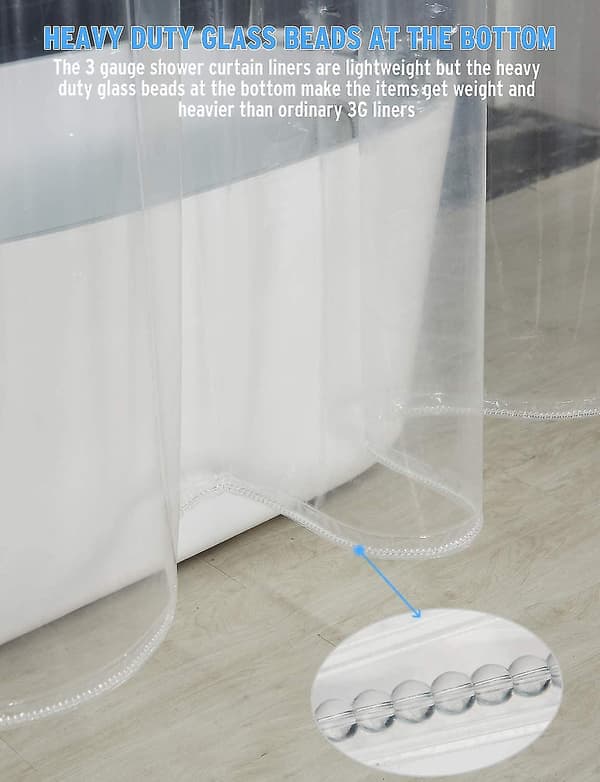 2-pack Tunna Duschdraperi-Foder, 72 x 72 Tum Peva 3g Duschdraperier med Tunga