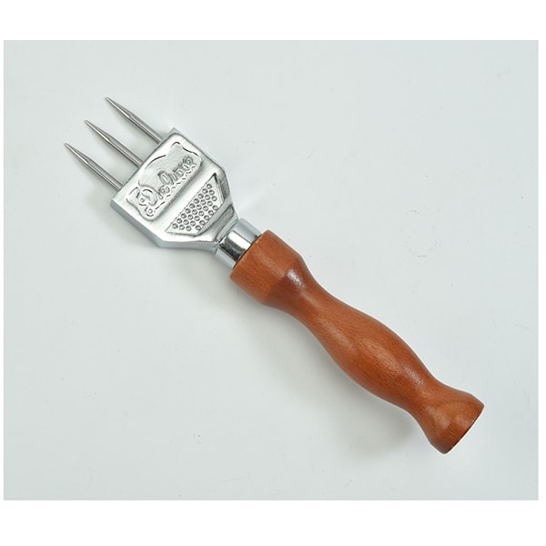 Ishacka, 3-bladig med trähandtag, halkfritt, för att krossa is, ishacka, verktyg för bartillbehör, restaurang/krog, längd 18,3 cm