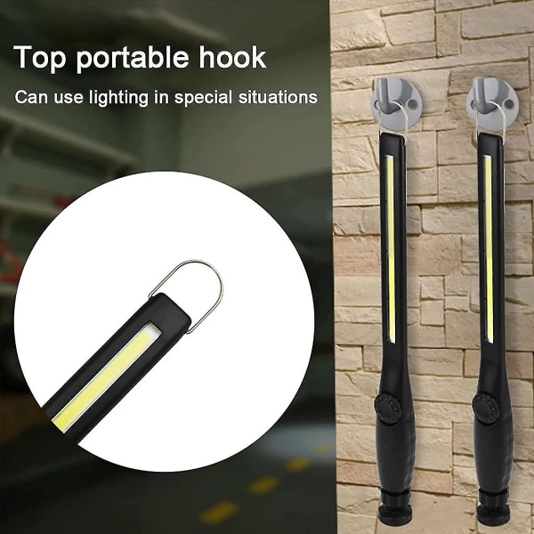 COB LED Arbetslampa, USB Laddningskontrolllampa, Verkstadsslampa Med Rotationsbrytare