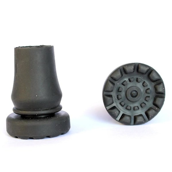 Stokkepind, skridsikker gummibelagt universel stokkespids til 3/4\" stok, 3/4 tommer - rund bund (2 stk., sort)