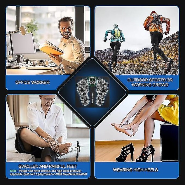 Ems Fotmassagematta För Neuropati - Fotstimulator Massage För Bättre Cirkulation Och Smärtlindring Vid Plantar Fasciit, Muskelavslappning, Vikbar