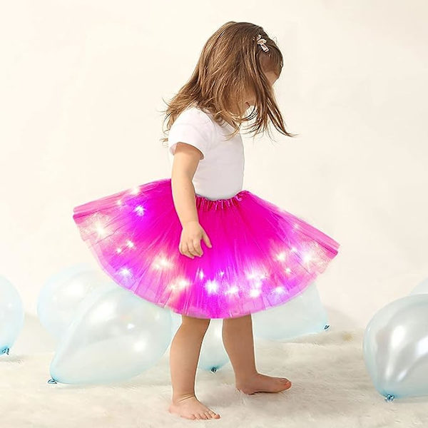 2-8 År Baby Piger Lysende LED Tutu Skørt Fe Tutu Børn Fancy Party Kostume Ballet Lagdelt Kjole - Roserød