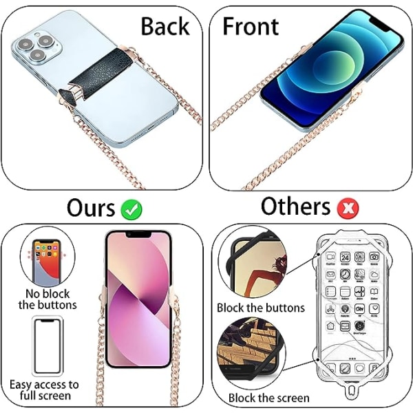 Universell mobiltelefonsnøreholder, metall-krysstelefonkjede med klips Avtakbar telefonsnor Sikkerhetsstropp Kvinner Jenter Kompatibel med iPhone 14