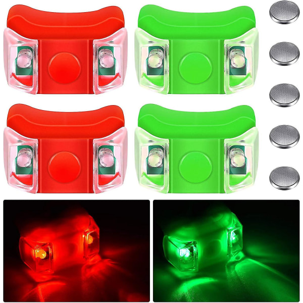 Båtbågljus Röda och gröna LED-båtnavigeringsljus med 5 delar knappbatterier för båtkajak ponton svävare Yacht