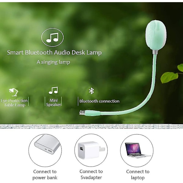 Mini USB Bluetooth-högtalare, Kallt/Varmt Ljus Bordlampa, Bluetooth Audio Trådlös