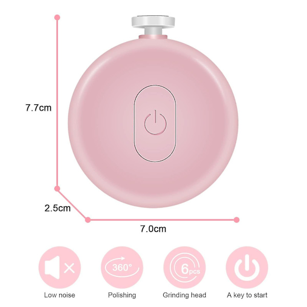 Elektrisk Baby Nagelfil, 6 I 1 Elektrisk Nagelfil För Nyfödda Set, Tyst Och Säker Baby Nagelklippare - Rosa