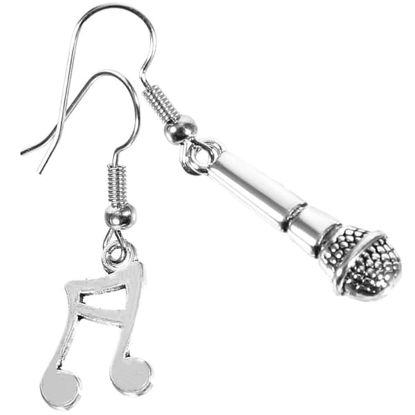 Mikrofon Dangle Øreringe 1Par Sølvlegering Dekorative Øreringe til Pige Alsidig Styling Silver 4.30X0.80X0.60CM