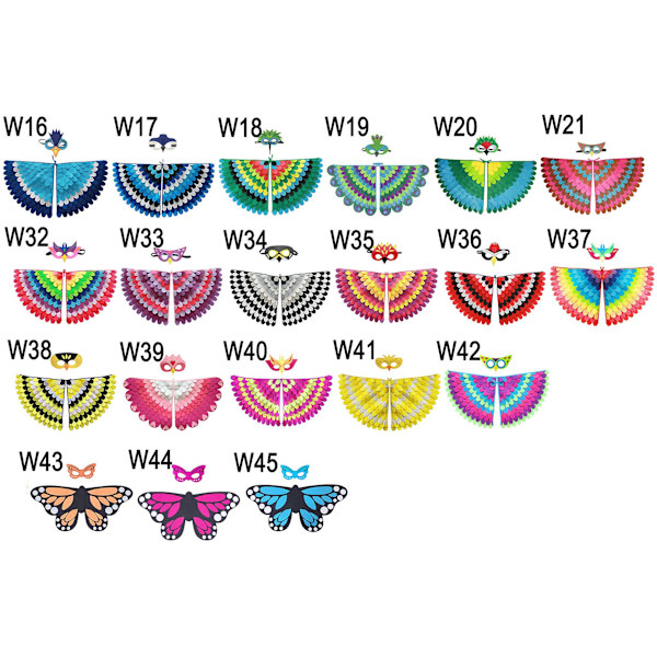 Lintujen Siivet Puvusetti Halloween Peacock Parrot Viitta Huopa Maskilla Lapsille Fantasiapukeutumiseen W37