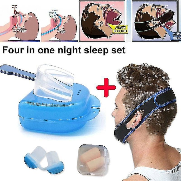 Uniapnea Night Guard Kit Stop Snoring Suu osa + kuorsausta estävä leukahihna
