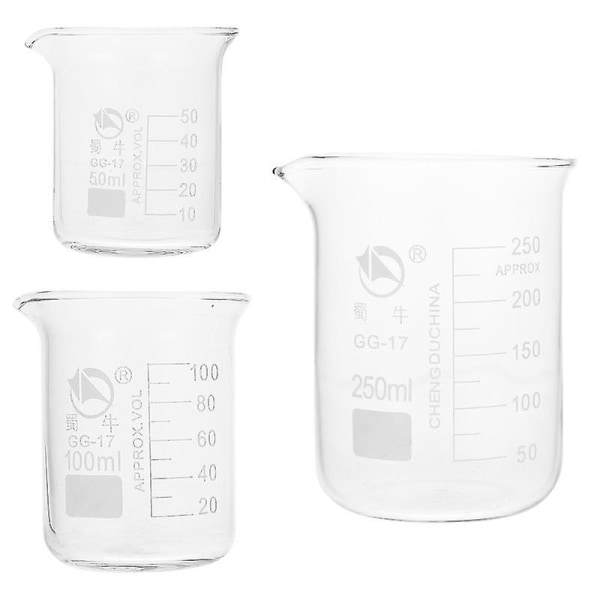 3 st Graduerade Beakers Mätglas Beakers Laboratorieglas Beaker Med Pip