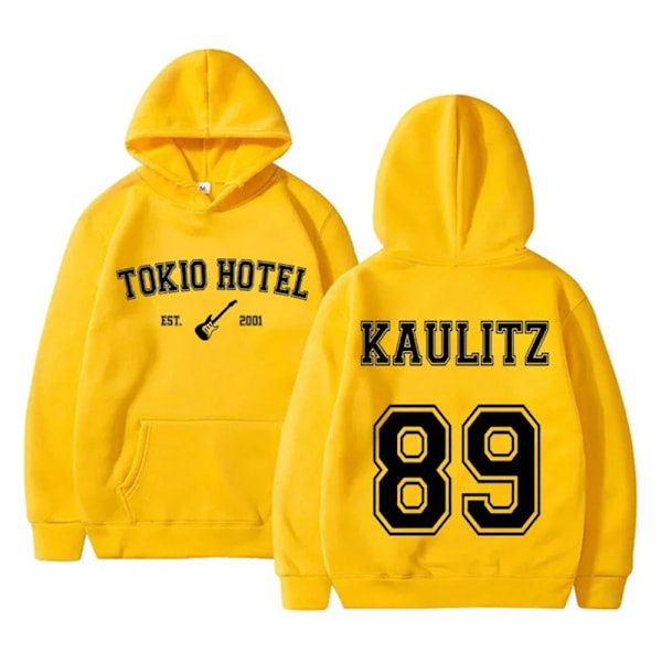 Tokio Hotel Hoodies Rock Band Trøjer Bill Kaulitz Print Sweatshirt Kaulitz 89 Hoodie Y2k Streetwear Tokio Hotel Sweatshirts Yellow L