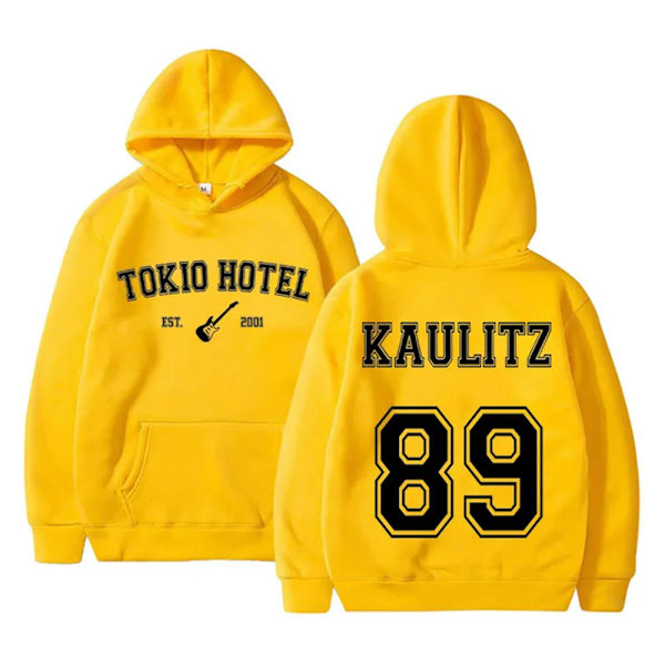 Tokio Hotel Hupparit Rock Bändi Pulloverit Bill Kaulitz Painatus Hupullinen Kaulitz 89 Hupullinen Y2k Katutyyli Tokio Hotel Hupullinen Yellow 4XL