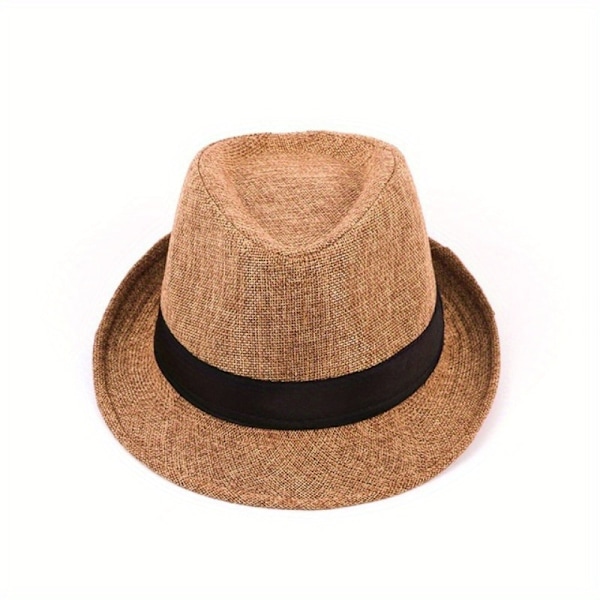 Herre Hvid Bomuld og Linned Jazz Hat Ren Far Imitation Hamp Skjold Bryllup Hatte Khaki