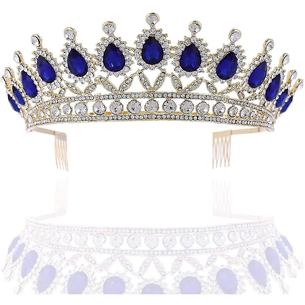 Kvinner Luksuriøs Krystall Rhinestone Brud Krone Prinsesse Hodeplagg Jenter Tiara Tilbehør Med Kam