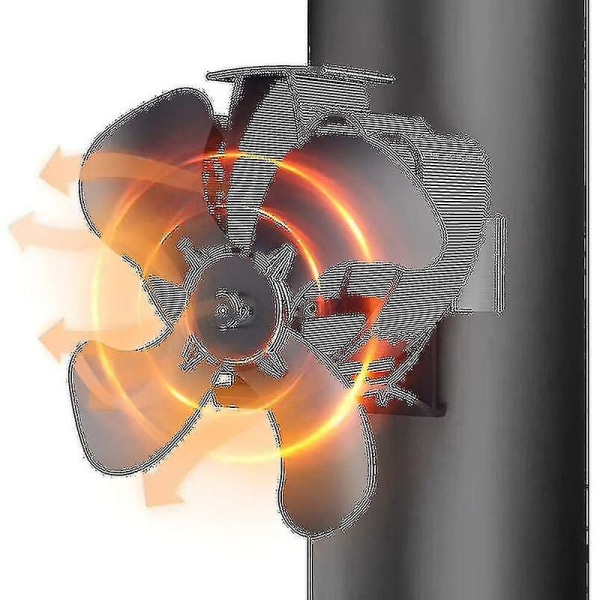 Vedovnsvifte, 4 Blader Stille Peisvifte, Festes På Rør, Vifte For Peis/vedovn/gass/pelletovn, Med 2 Magneter Og 1 Ekstra Ring(,)